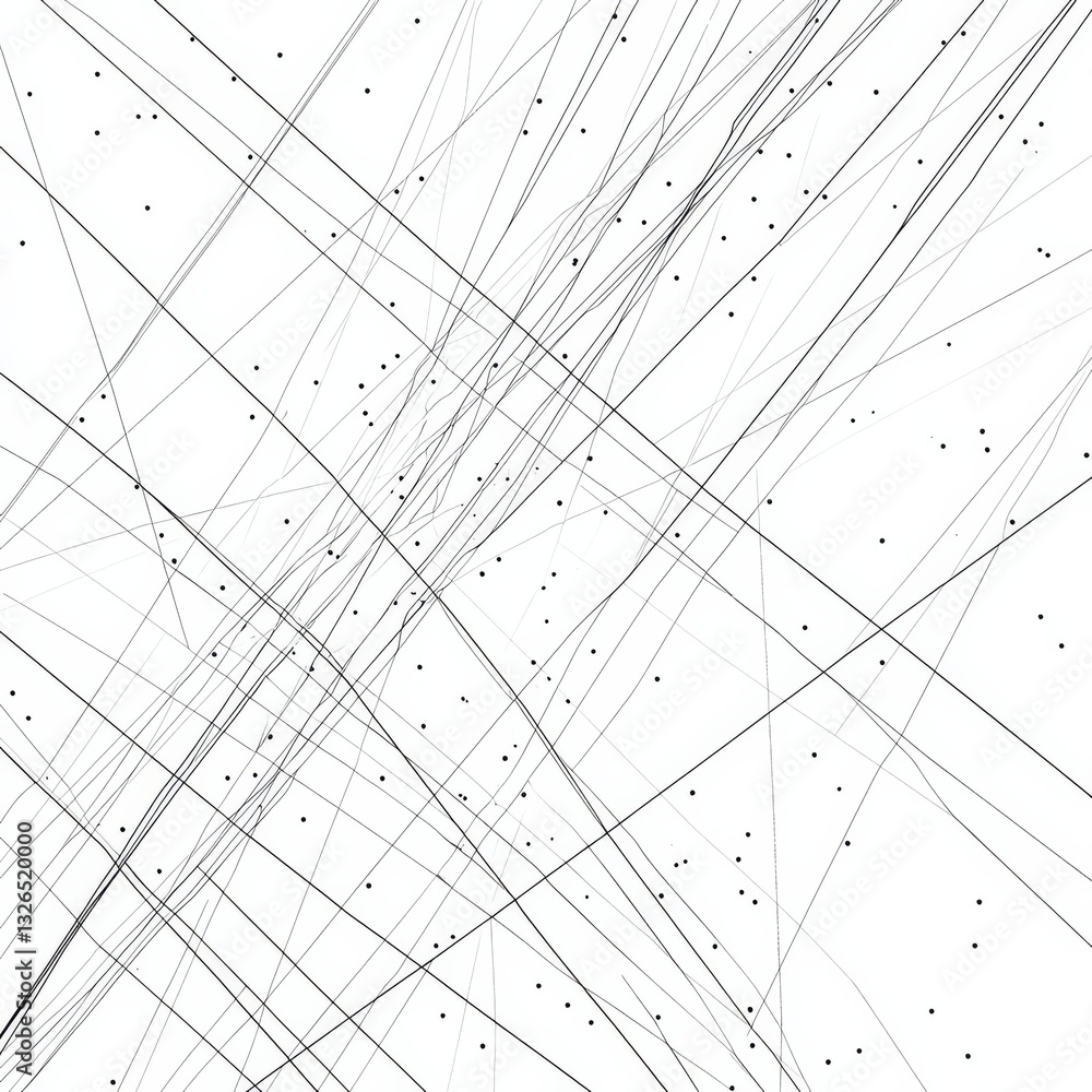 Aufkleber abstract geometry: a minimalist composition of lines and dots on a clean white background