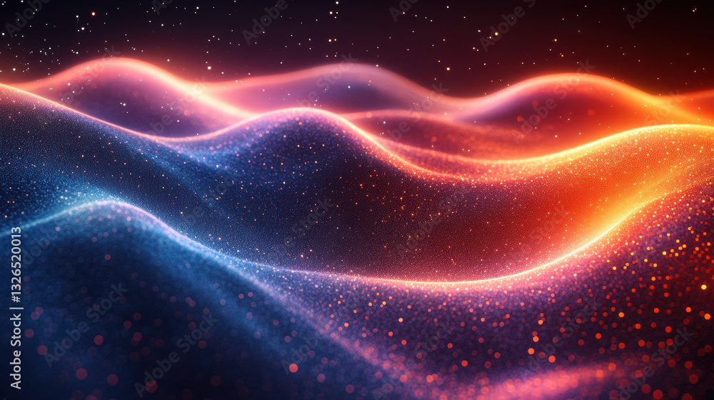 Poster multicolored neon waves flowing in dynamic s shape create mesmerizing visual experience, evoking sen