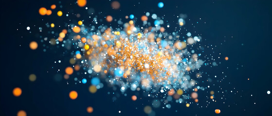 Abstract: an explosion of blurred light, with orange and blue hues dominating the color palette