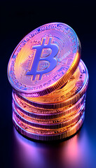 Stack of digital coins