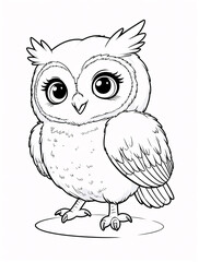 Fototapeta premium Fun and Cute Owl Cartoon Doodle Line Art for Kids Creative Illustration for Playful Coloring Pages and Book Covers nursery wallpaper for book cover design