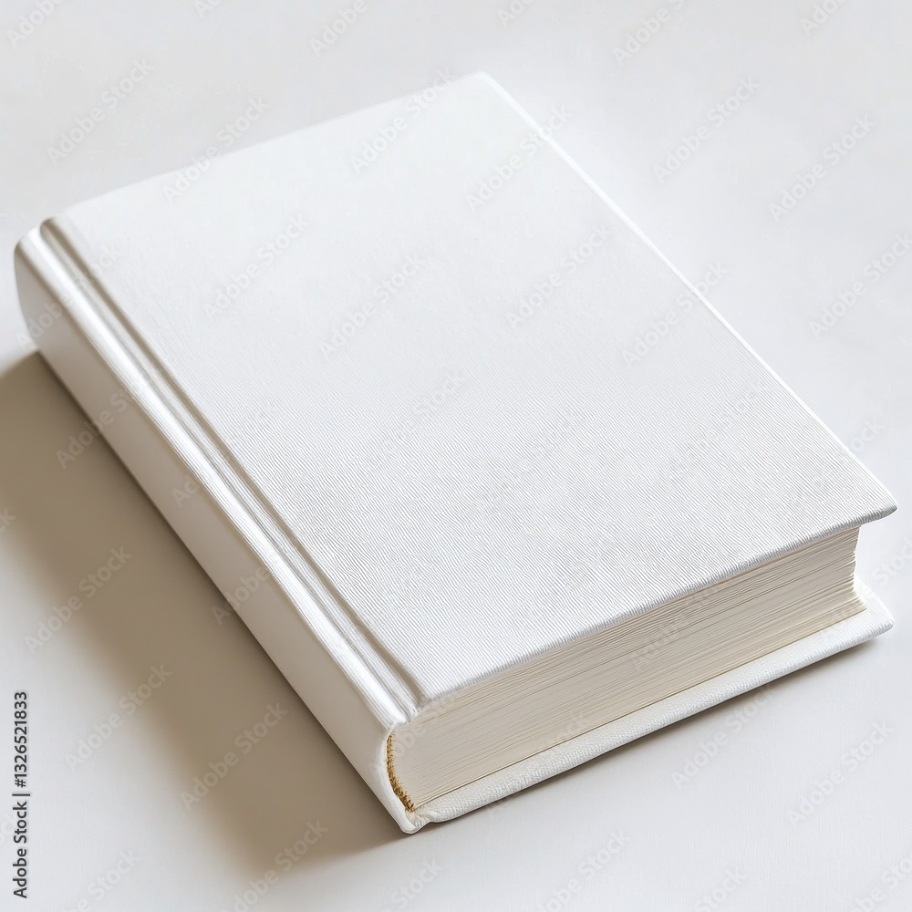 Poster crisp and clean: a white book on a light surface invites you to fill its pages with your thoughts an