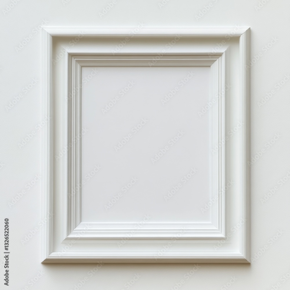 Poster elegant empty white frame on a textured wall, ready for your art or photo display