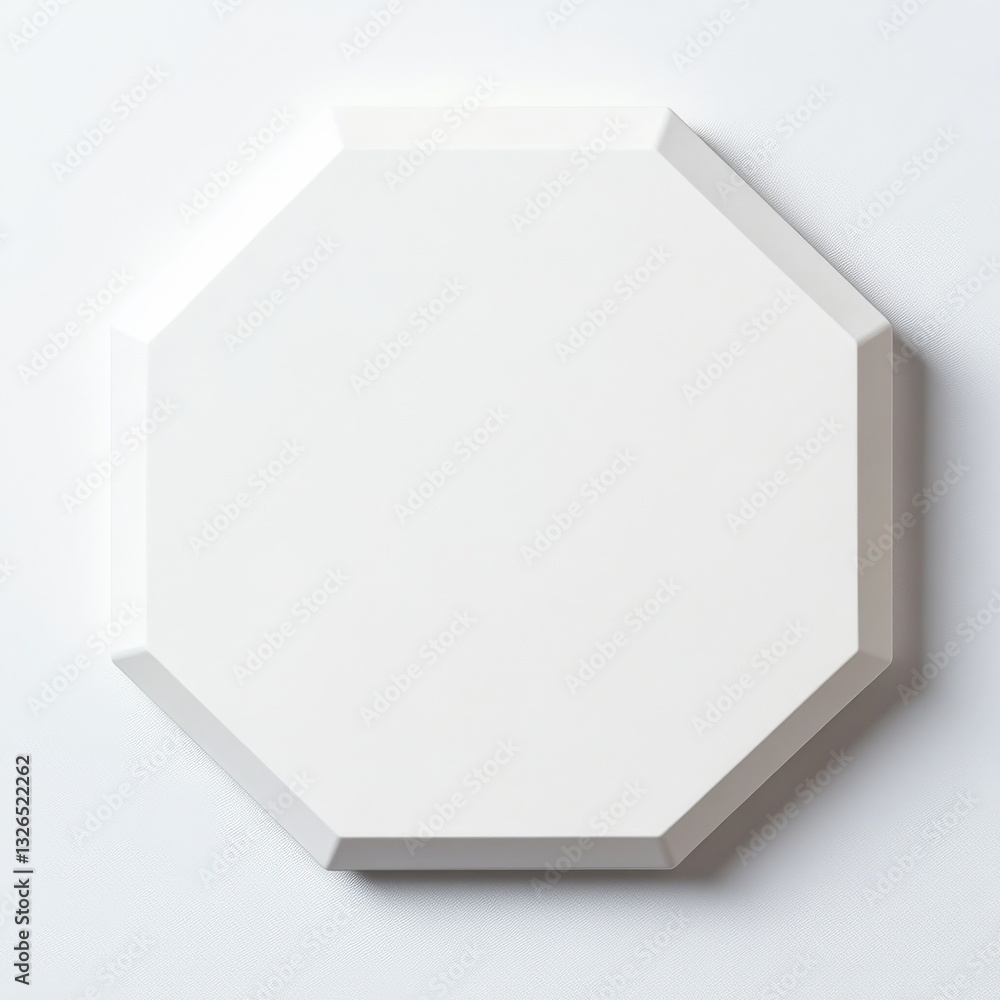 Poster elegant white octagon: a minimalist study in form and texture on a textured surface