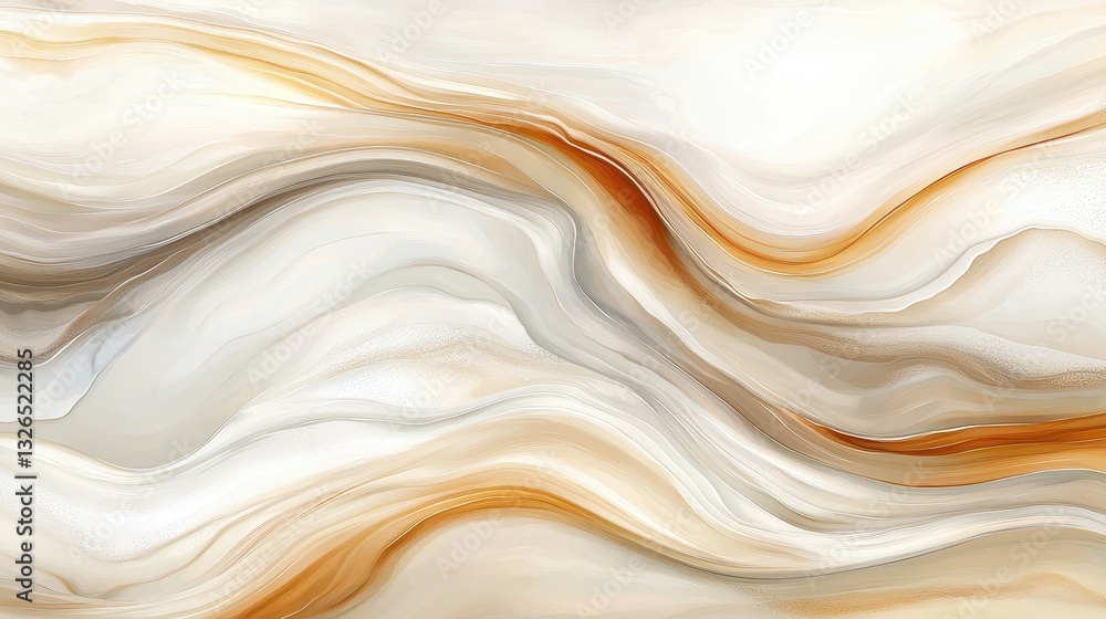 Poster abstract waves in soft cream and beige tones with subtle movement