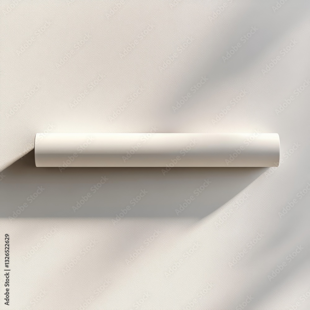 Leinwandbilder minimalist cream cylinder on textured surface with shadow patterns, ideal for mockups and product di