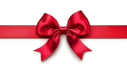 Fototapeta premium Luxurious Red Ribbon and Bow Isolated on White Background for Elegant Designs