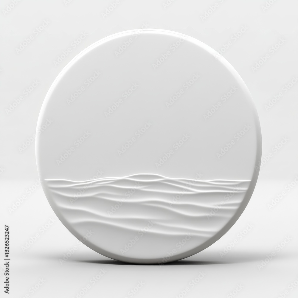 Poster minimalist white circle with embossed wave pattern: a serene and modern aesthetic