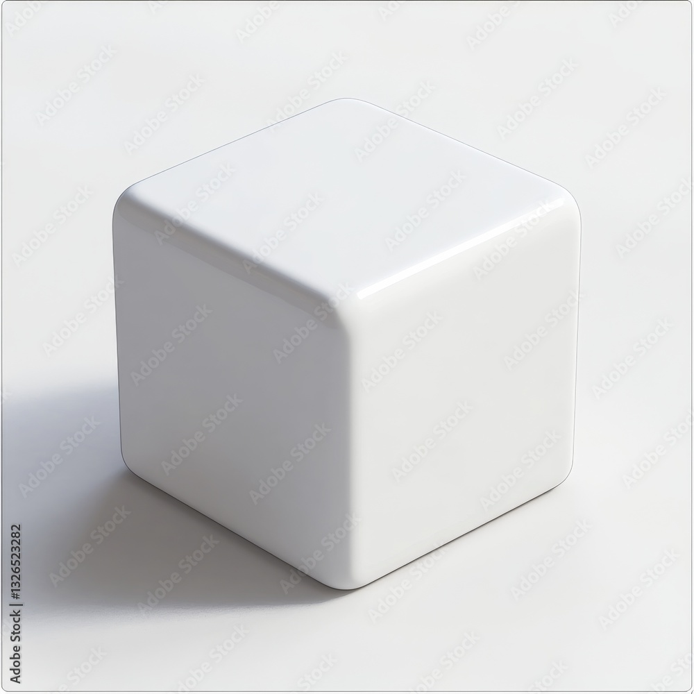 Leinwandbilder minimalist white cube with rounded edges on seamless background casting soft shadow, clean compositi