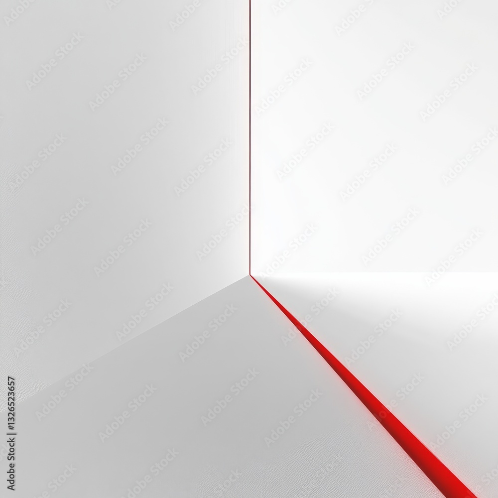 Poster minimalist white space with red line: an abstract composition of clean lines and contrasting colors.