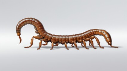 Detailed Pixel Art Illustration of a Brown Centipede on White Background