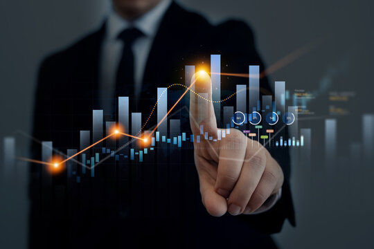 Analysis finance grow graph and market investment. Financial business plan,earnings,sale and strategy. Stock market chart, exchange financial growth diagram.