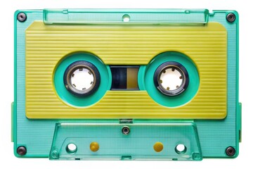 Obraz premium Retro cassette tape, pristine white background. 80s and 90s music nostalgia in a classic analog format.