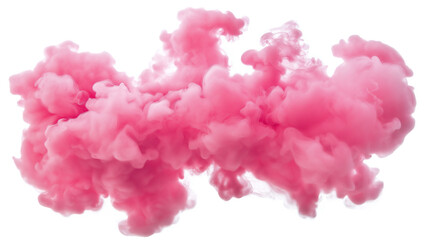 Fototapeta premium Dreamy pink fluffy cloud isolated on a transparent PNG background for creative design and digital art projects