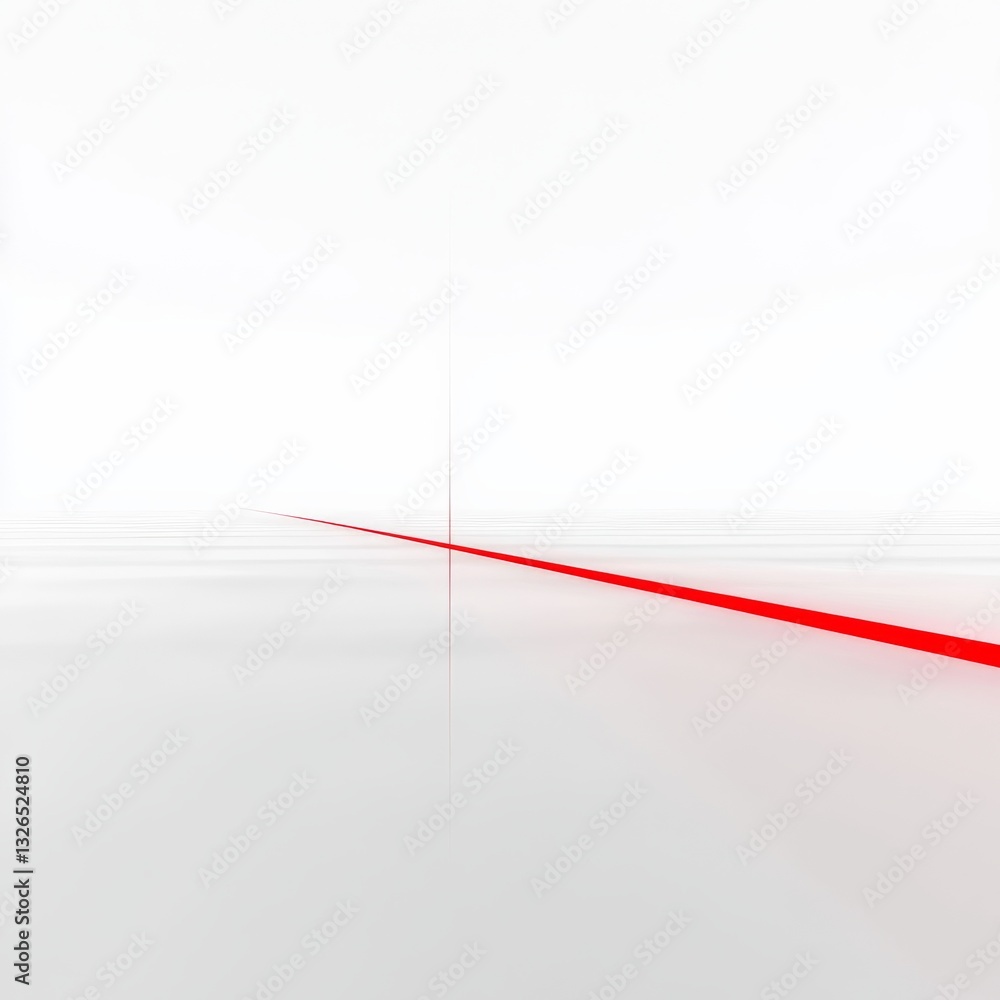 Fototapete red line crossing white space: a minimalist abstract composition with leading lines and depth