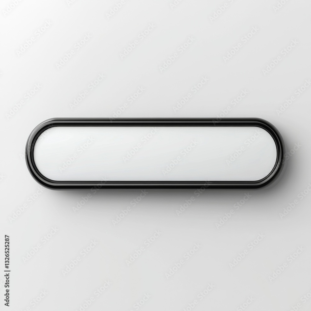 Poster Simple White Rounded Rectangle Shape with Black Border on a Clean White Surface.