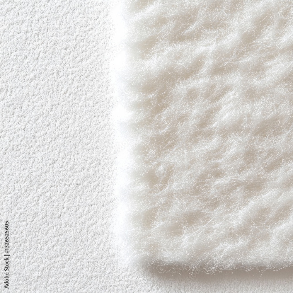 Aufkleber texture contrast: a study in paper grain and fluffy white fabric for an abstract minimalist design