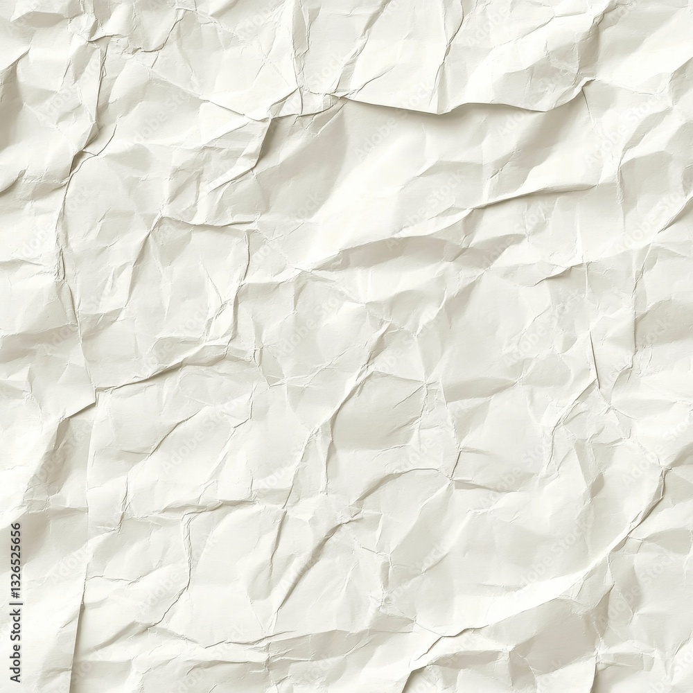 Leinwandbilder textured chaos: an abstract close-up of crumpled, off-white paper with dynamic light and shadow play