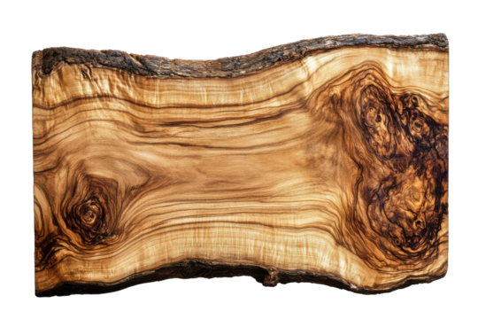 Polished rectangular wooden slab with visible knots and natural grain patterns Perfect for furniture projects 