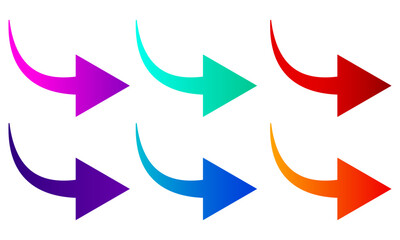 Six vibrant rotation and directional arrows with smooth gradients, ideal for digital design, presentations, and creative projects