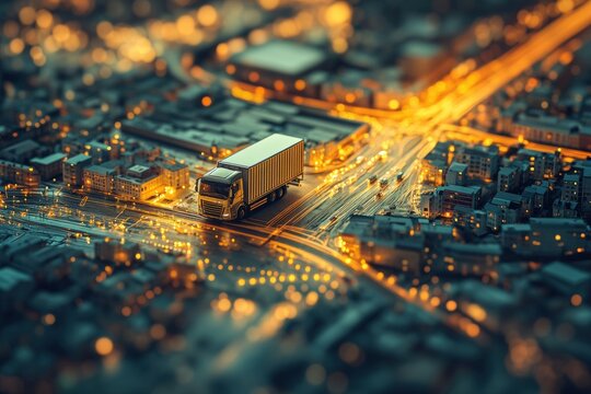 Digital map showcasing the delivery routes of a courier service Generative AI