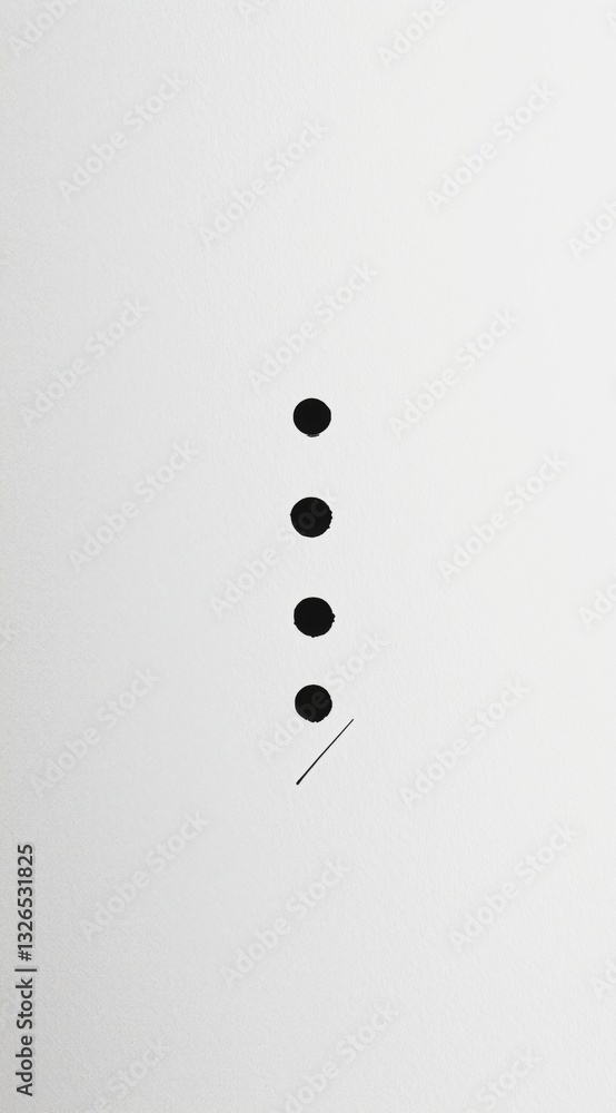 Aufkleber black circular marks arranged vertically on a pristine white background create a modern minimalist e
