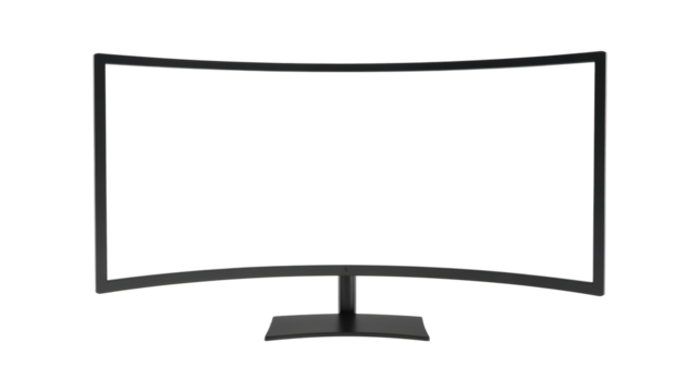 Modern black gaming computer monitor curved 4K display with adjustable stand 3D mockup, isolated on a clean isolated on a white background