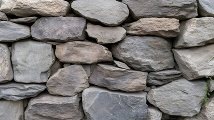 Stone wall close-up, various shades of gray and beige, natural rough texture