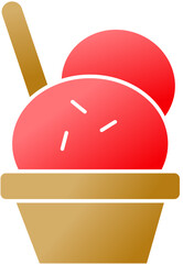 Ice Cream Icons Set, Red Colorful Cones, Popsicles, and Desserts Collection