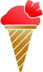 Ice Cream Icons Set, Red Colorful Cones, Popsicles, and Desserts Collection