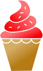 Ice Cream Icons Set, Red Colorful Cones, Popsicles, and Desserts Collection