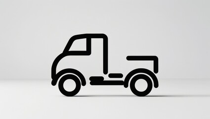 Sleek Black Truck Outline Icon on White Background