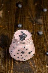 blueberry yogurt with slices and whole berries