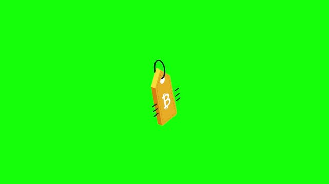 Crypto Tag isometric cryptocurrency icon green screen video