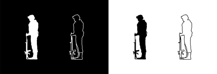 Silhouette of a soldier with a gun. (Memorial day, Veteran's day, 4th of July, Independence day ) 