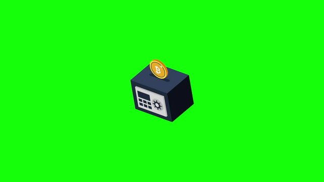  Coin Safe Case isometric cryptocurrency icon green screen video