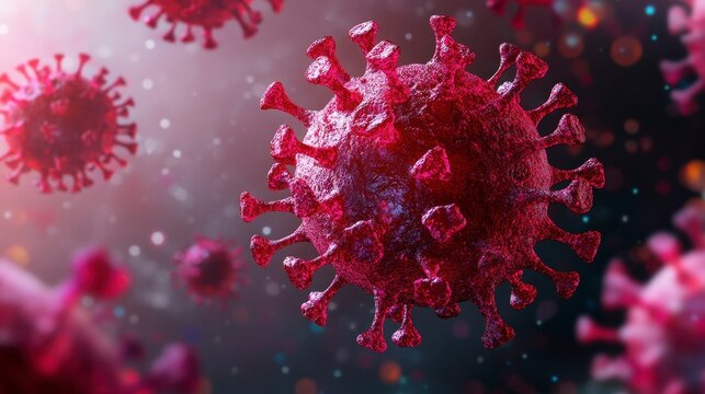 Red Virus Illustration Closeup