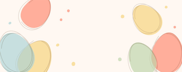 Happy Easter festive background. with color Easter eggs. Cute graphic template for Easter holiday greetings and invitations. Vector illustration. © DmVector