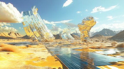 Fototapeta premium Animals Abstract Desert Overview Text Mirage Animals