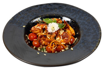 Stir-Fried Spaghetti With Dried Chili And Crispy Shrimp