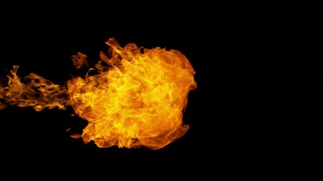 Super Slow Motion of Fire Blast Isolated on Black Background at 1000fps.