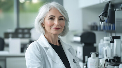Fototapeta premium A professional trichologist carefully performing a mesotherapy hair treatment on a mature woman in a well-lit, upscale hair clinic. The woman appears calm and hopeful as the treatment begins (2)