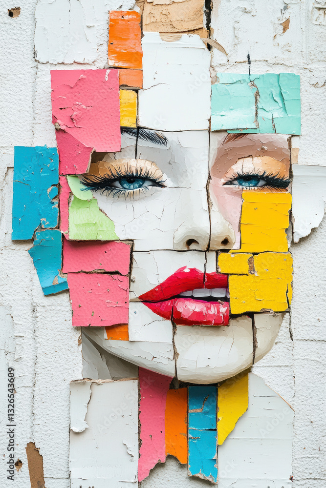 Poster a distorted smile emerging from chaotic layers in a high-fidelity digital artwork.