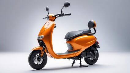 Vibrant Orange Scooter Studio Shot, Sleek Design, Modern Vehicle, Clean Background