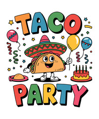 Colorful Taco Party T-Shirt Clipart