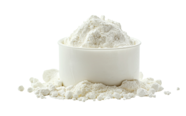 Whey protein powder isolated on white background