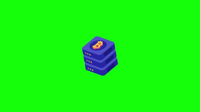 CPU mining isometric cryptocurrency icon green screen video