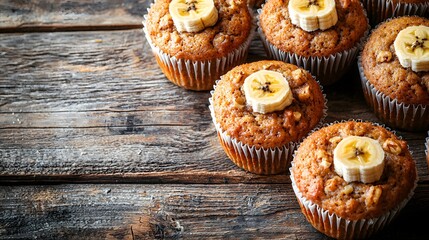 Freshly baked banana nut muffins piled high on a plate ready to be enjoyed with a morning cup of coffee or tea