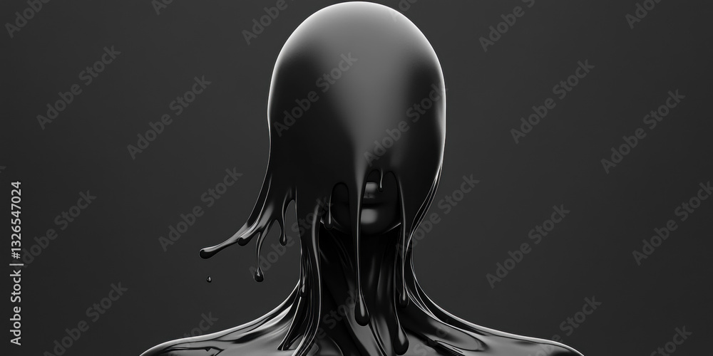Poster a faceless figure drips into a dark pool, creating a moody and mysterious atmosphere in high fidelit