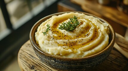 A bowl of delicious garlic mashed potatoes served hot, creamy, and flavored for a comforting side dish experience